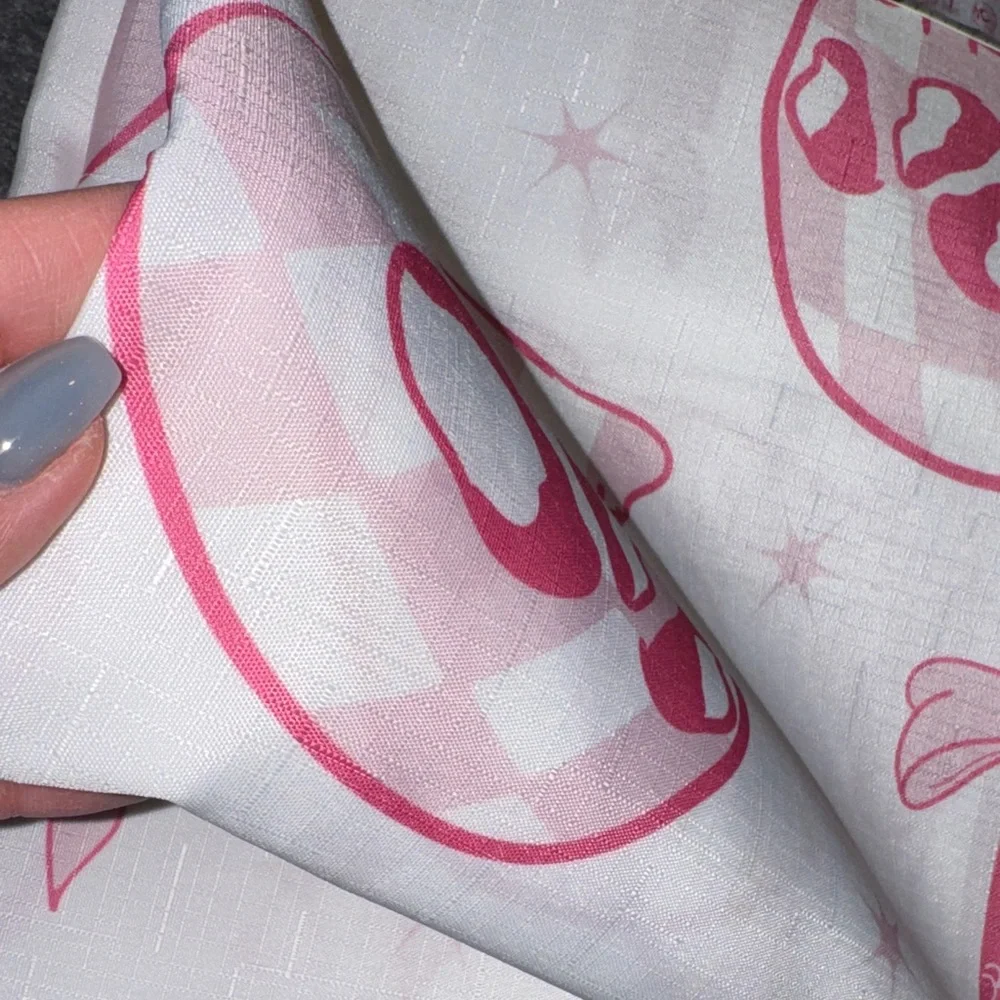 Ghostly Goods- NWT Pink and White Skulls Shower Curtain
